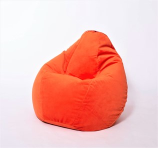 Кресло-мешок Груша среднее, велюр однотон, оранжевое в Южно-Сахалинске