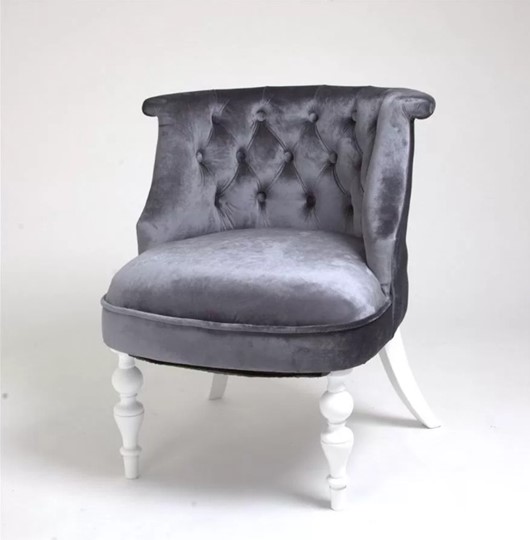 Кресло Бархат (серый бархат/белая эмаль) в Южно-Сахалинске - изображение 1