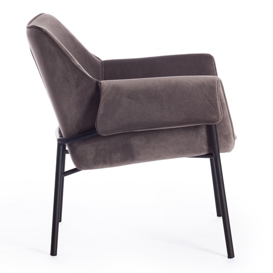 Кресло BESS (mod. 0179471) металл/вельвет, 70х71х75 см, серо-коричневый S108 (84 Brown)/черный в Южно-Сахалинске - изображение 1