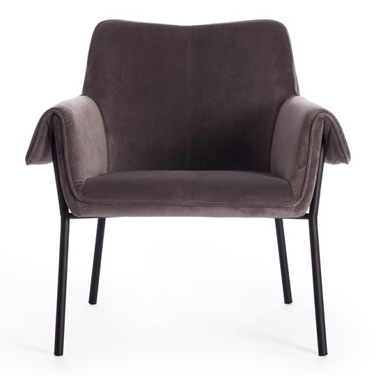 Кресло BESS (mod. 0179471) металл/вельвет, 70х71х75 см, серо-коричневый S108 (84 Brown)/черный в Южно-Сахалинске - изображение 4