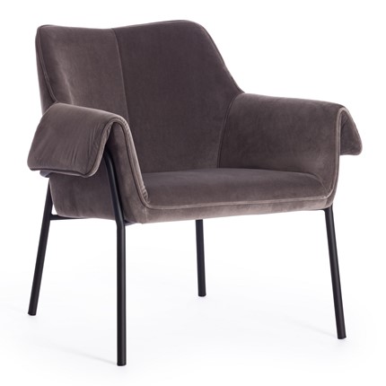 Кресло BESS (mod. 0179471) металл/вельвет, 70х71х75 см, серо-коричневый S108 (84 Brown)/черный в Южно-Сахалинске - изображение