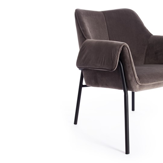 Кресло BESS (mod. 0179471) металл/вельвет, 70х71х75 см, серо-коричневый S108 (84 Brown)/черный в Южно-Сахалинске - изображение 6