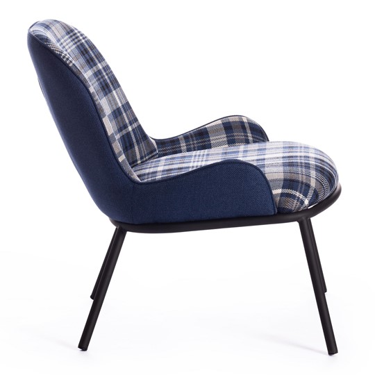 Кресло DUKEN (mod. 0179322) металл/ткань, 79х59х66 см, синий/синяя шотландка/черный в Южно-Сахалинске - изображение 1