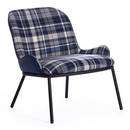 Кресло DUKEN (mod. 0179322) металл/ткань, 79х59х66 см, синий/синяя шотландка/черный в Южно-Сахалинске - изображение