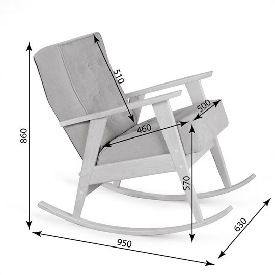 Кресло-качалка Ретро (беленый дуб / 02 - светло-серый) в Южно-Сахалинске - изображение 3