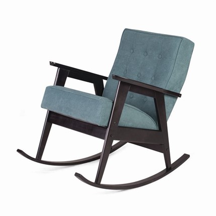 Кресло-качалка Ретро (венге / RS 29 - бирюзовый) в Южно-Сахалинске - изображение