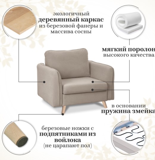 Кресло-кровать Бертон бежевый в Южно-Сахалинске - изображение 4