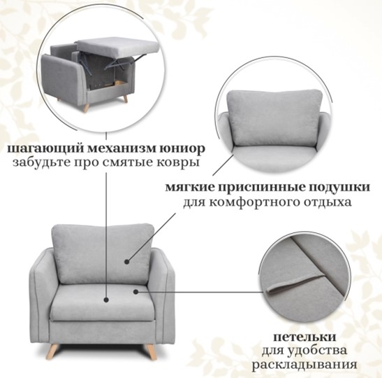 Кресло-кровать Бертон серый в Южно-Сахалинске - изображение 3