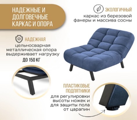 Раскладное кресло Абри опора металл (синий) в Южно-Сахалинске - изображение 10