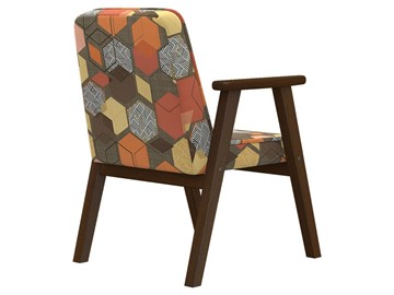Кресло мягкое Ретро ткань геометрия коричневый, каркас орех в Южно-Сахалинске - предосмотр 1