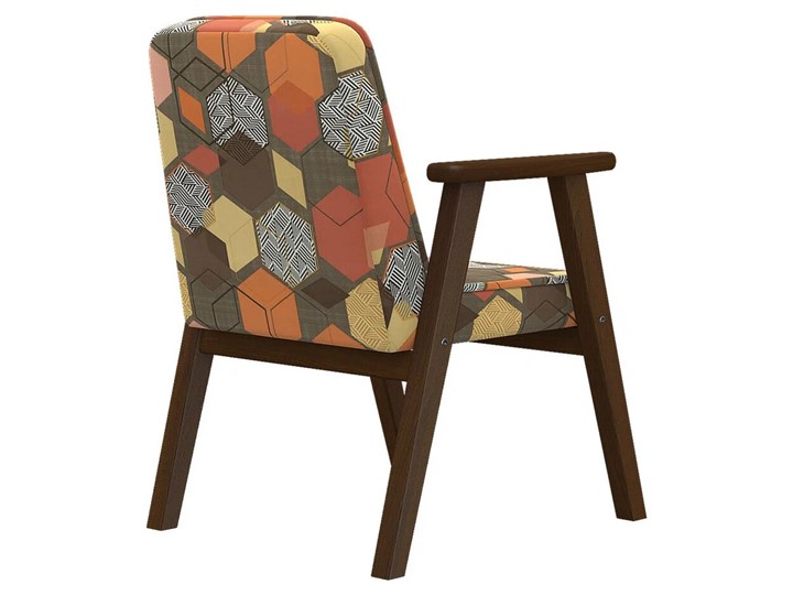 Кресло мягкое Ретро ткань геометрия коричневый, каркас орех в Южно-Сахалинске - изображение 1