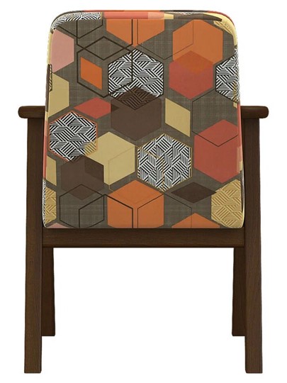 Кресло мягкое Ретро ткань геометрия коричневый, каркас орех в Южно-Сахалинске - изображение 2