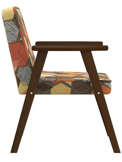 Кресло мягкое Ретро ткань геометрия коричневый, каркас орех в Южно-Сахалинске - изображение 3