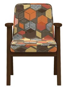 Кресло мягкое Ретро ткань геометрия коричневый, каркас орех в Южно-Сахалинске - предосмотр 4
