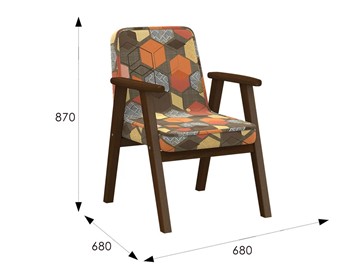 Кресло мягкое Ретро ткань геометрия коричневый, каркас орех в Южно-Сахалинске - предосмотр 5