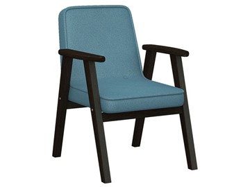 Мягкое кресло Ретро ткань голубой, каркас венге в Южно-Сахалинске - предосмотр