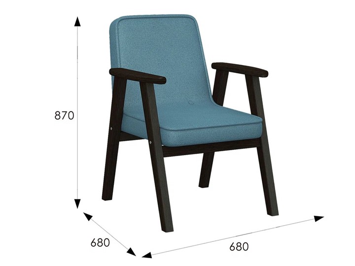 Мягкое кресло Ретро ткань голубой, каркас венге в Южно-Сахалинске - изображение 6