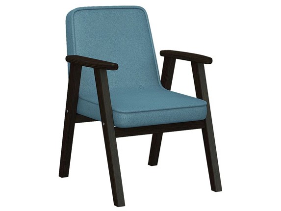 Мягкое кресло Ретро ткань голубой, каркас венге в Южно-Сахалинске - изображение