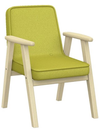 Кресло в гостиную  Ретро ткань лайм, каркас лак в Южно-Сахалинске - изображение