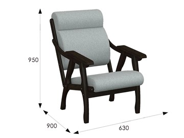 Мягкое кресло Вега 10 ткань серый, каркас венге в Южно-Сахалинске - предосмотр 6