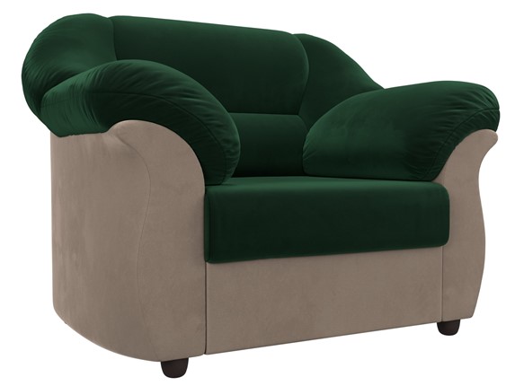 Кресло для отдыха Карнелла, Зеленый/Бежевый (велюр) в Южно-Сахалинске - изображение