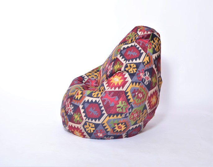 Кресло-мешок Груша большое, велюр принт, мехико графит в Южно-Сахалинске - изображение 1