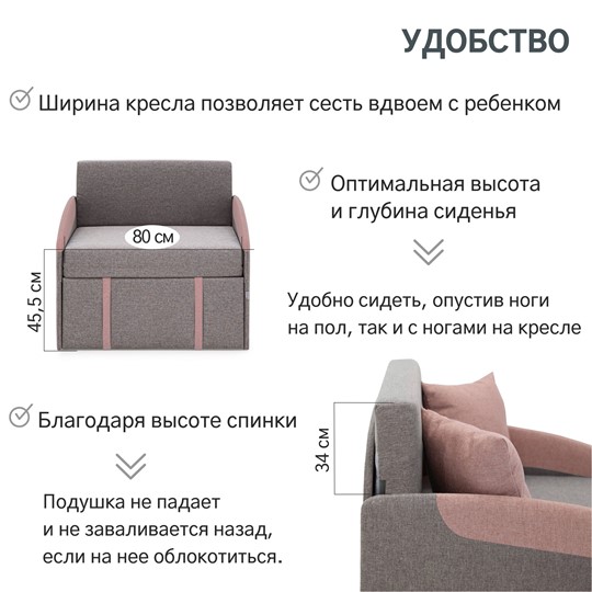 Раскладное кресло Polto серо-коричневый/клубничный мусс (рогожка) в Южно-Сахалинске - изображение 20