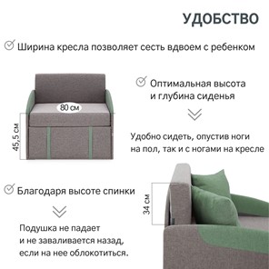 Раскладное кресло Polto серо-коричневый/шалфей (рогожка) в Южно-Сахалинске - предосмотр 20