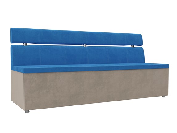 Кухонный прямой диван Классик, Голубой/Бежевый (велюр) в Южно-Сахалинске - изображение