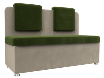 Кухонный прямой диван Маккон 2-х местный, Зеленый/Бежевый (микровельвет) в Южно-Сахалинске