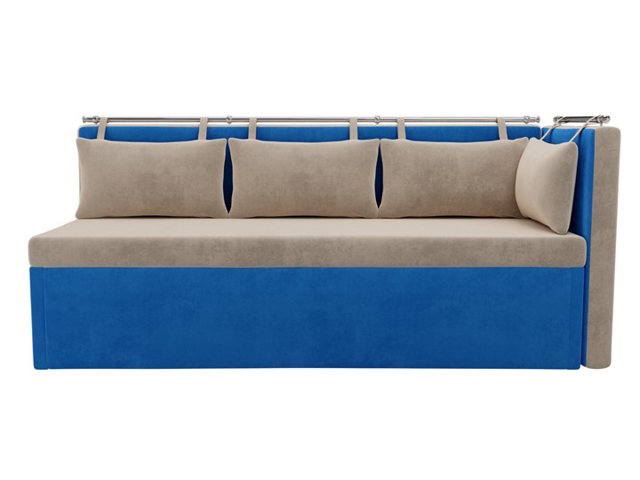 Кухонный диван Метро угловой, Бежевый/Голубой (велюр) в Южно-Сахалинске - изображение 3