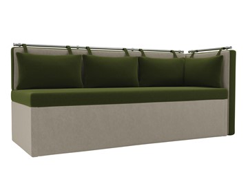 Кухонный диван Метро угловой, Зеленый/Бежевый (микровельвет) в Южно-Сахалинске