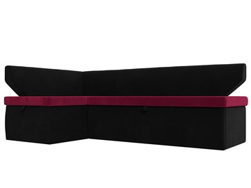 Угловой кухонный диван Омура, Бордовый\Черный (Микровельвет) в Южно-Сахалинске