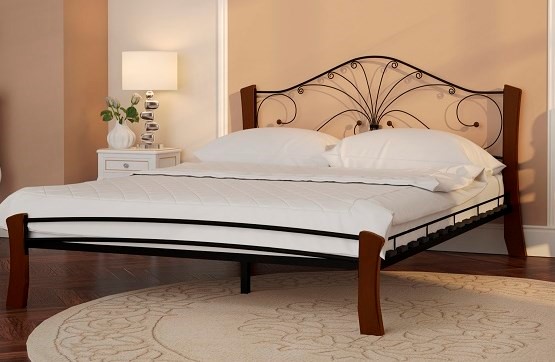 Кровать Фортуна 4 Лайт, 1600, черный/махагон в Южно-Сахалинске - изображение