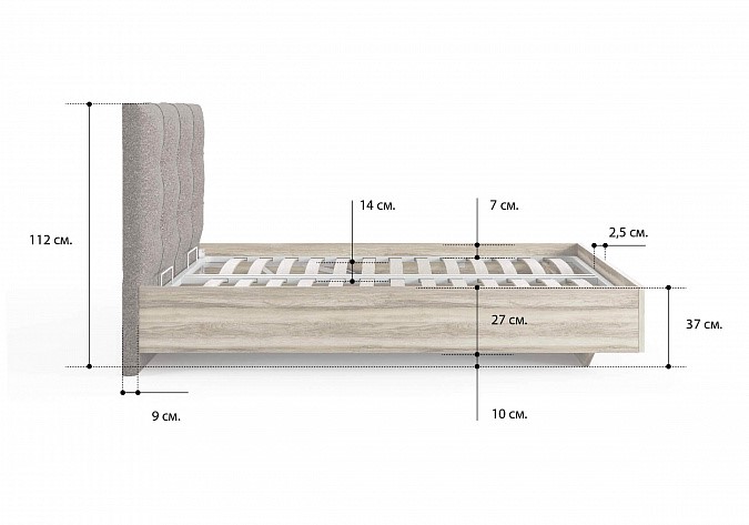Двуспальная кровать с механизмом Victoria (ясень ориноко) 180х200 в Южно-Сахалинске - изображение 1
