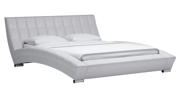 Спальная кровать Оливия 160 арт. Марика 483 к/з (белый) с основанием в Южно-Сахалинске - изображение