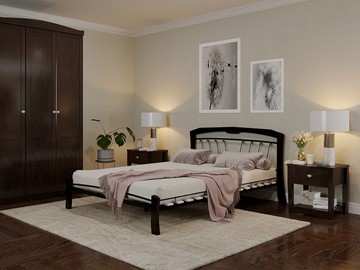Кровать 2-спальная Муза 4 Лайт, 1600, черный/шоколад в Южно-Сахалинске - предосмотр