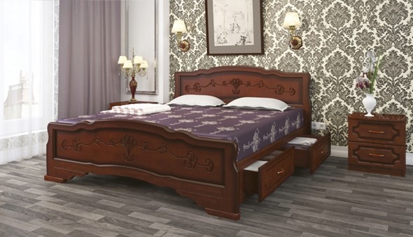 Кровать с выкатными ящиками Карина-6 (Орех) 120х200 в Южно-Сахалинске - изображение