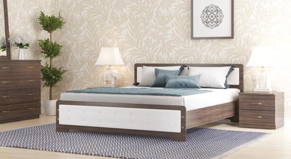 Кровать Золушка, 140х200 с основанием, кожзам, венге в Южно-Сахалинске - изображение