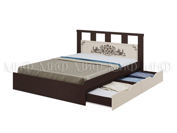 Кровать спальная Жасмин 1600 с ящиками в Южно-Сахалинске - изображение