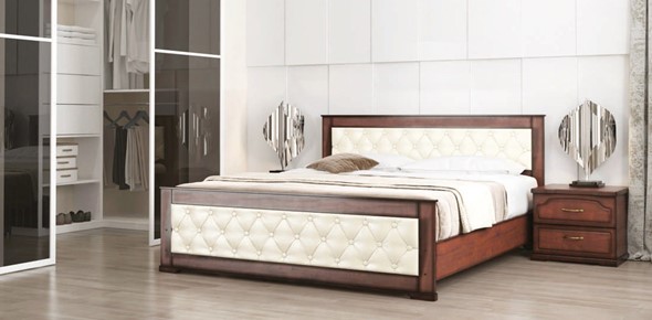 Кровать спальная Стиль 2, 160х200, кожзам, с основанием в Южно-Сахалинске - изображение