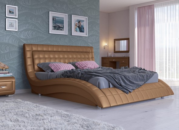 Кровать с механизмом 2-спальная Атлантико 180x200, Экокожа (Бронзовый перламутр) в Южно-Сахалинске - изображение