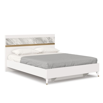 Спальная кровать 1600 Айла ЛД 688.120.000 с основанием, Белый/Статуарио, исполнение 1 в Южно-Сахалинске - изображение