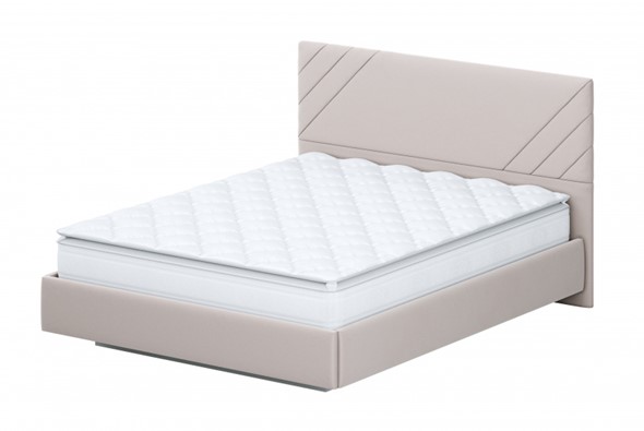 Кровать №2 (универсальная 1,6х2,0) серия №2, белый/бежевый ткань/лайн бежевый ткань в Южно-Сахалинске - изображение