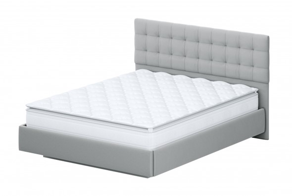 Кровать №2 (универсальная 1,6х2,0) серия №2, белый/серый ткань/квадро серый ткань в Южно-Сахалинске - изображение