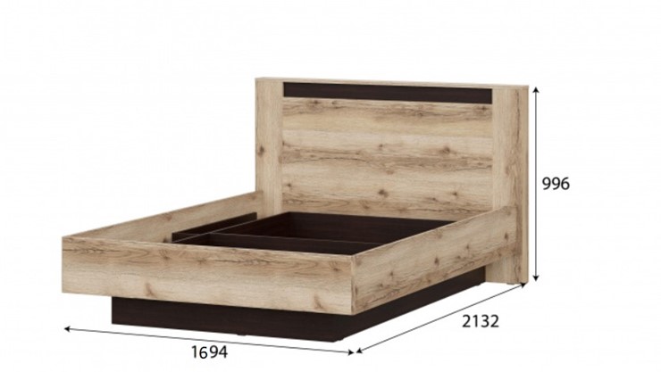 Кровать №3 (универсальная 1,6х2,0 страйп) серия №2, дуб делано/дуб венге в Южно-Сахалинске - изображение 1
