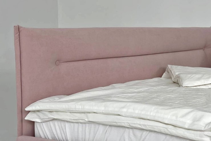 Кровать двуспальная Альба 1.6, нежно-розовый (велюр) в Южно-Сахалинске - изображение 3