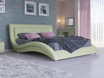 Кровать двуспальная Атлантико 160x200, Экокожа (Зеленое яблоко) в Южно-Сахалинске