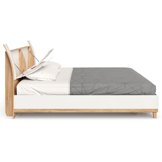 Кровать спальная Бари 1800 с кроватным основанием Дуб Золотой/Белый ЛД 698.220 в Южно-Сахалинске - изображение 2