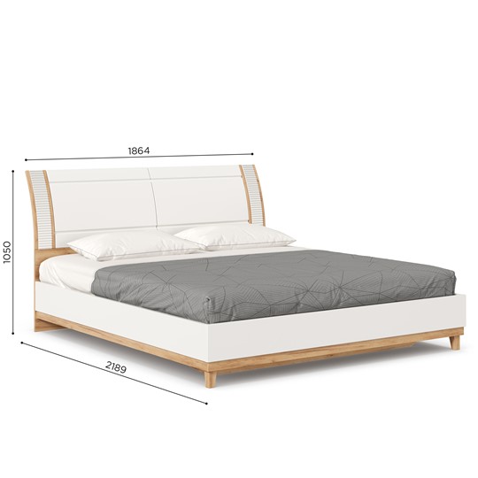 Кровать спальная Бари 1800 с кроватным основанием Дуб Золотой/Белый ЛД 698.220 в Южно-Сахалинске - изображение 8